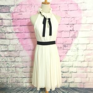Club Monaco Silk white/black high collar dress